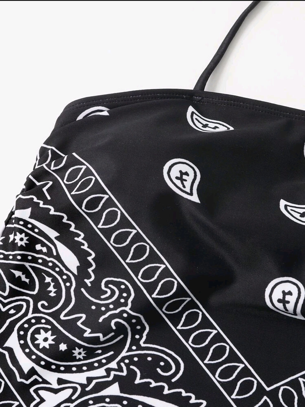Thumbnail: Paisley Print Hanky Hem Tie Side Bikin