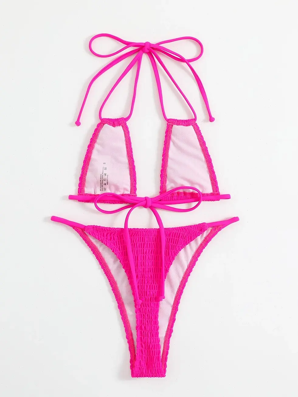 Thumbnail: Mono Bikini Set Smocked Halter Micro Triangle Bra & Thong 2 Pieces Bikini