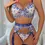 Thumbnail: 5pack Floral Embroidered Mesh Underwire Garter Lingerie Set