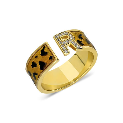 14k solid gold personality letter name ring