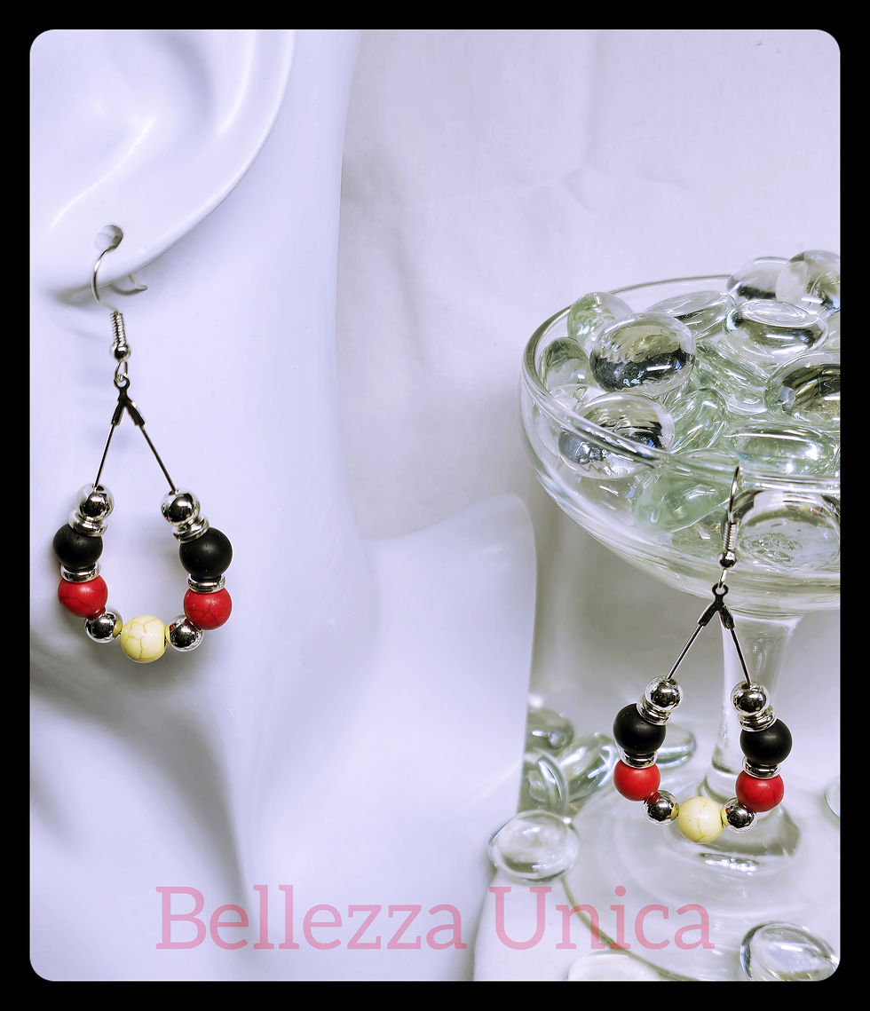 Thumbnail: Tear Drop Earrings with Natural Stone - Faux Pearl (Howlite...)