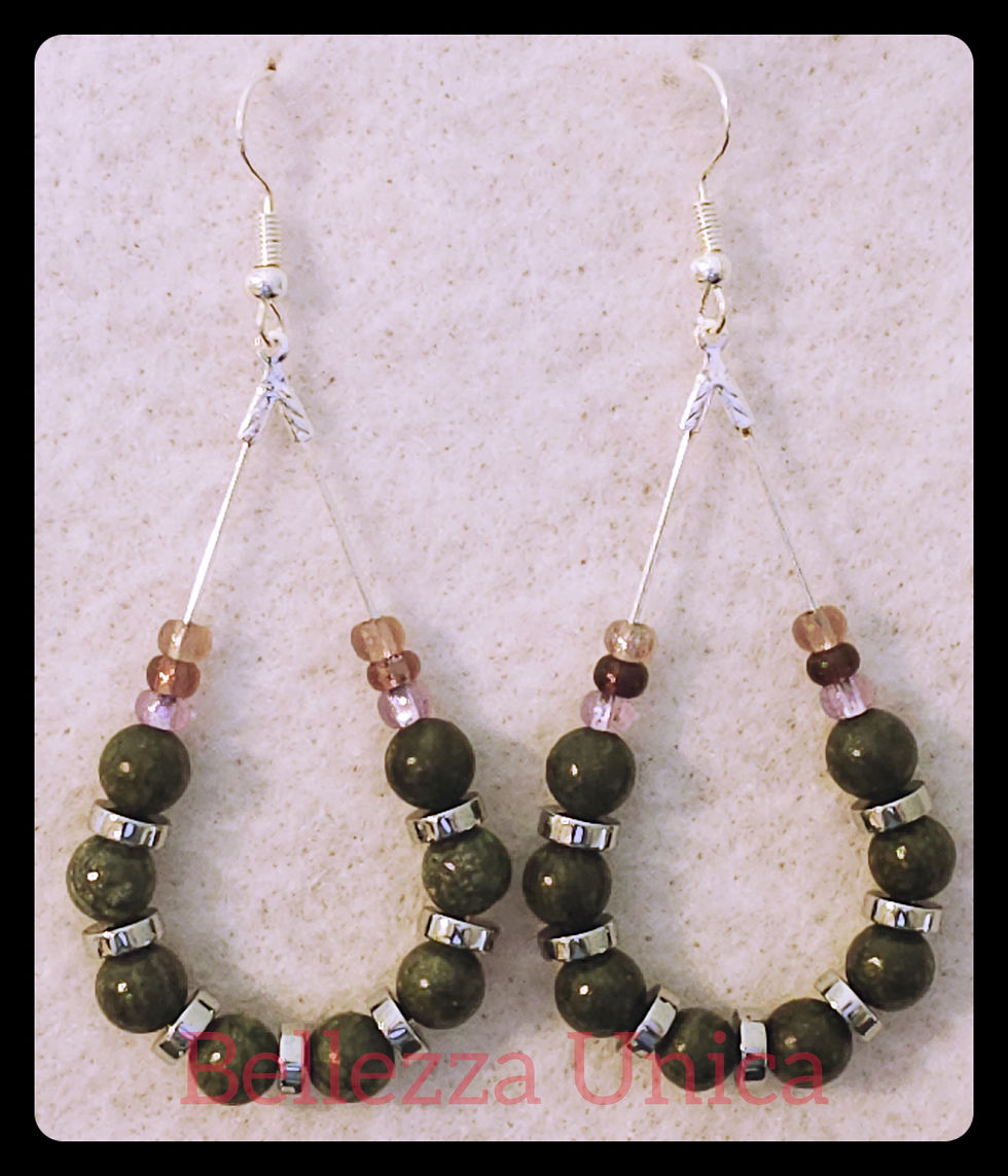 Thumbnail: Tear Drop Earrings with Natural Stone (Kabamba Jasper)