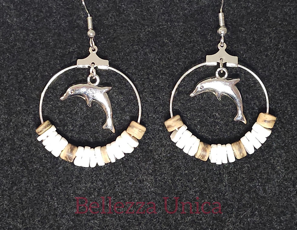 Thumbnail: dolphin hoop earrings with shell