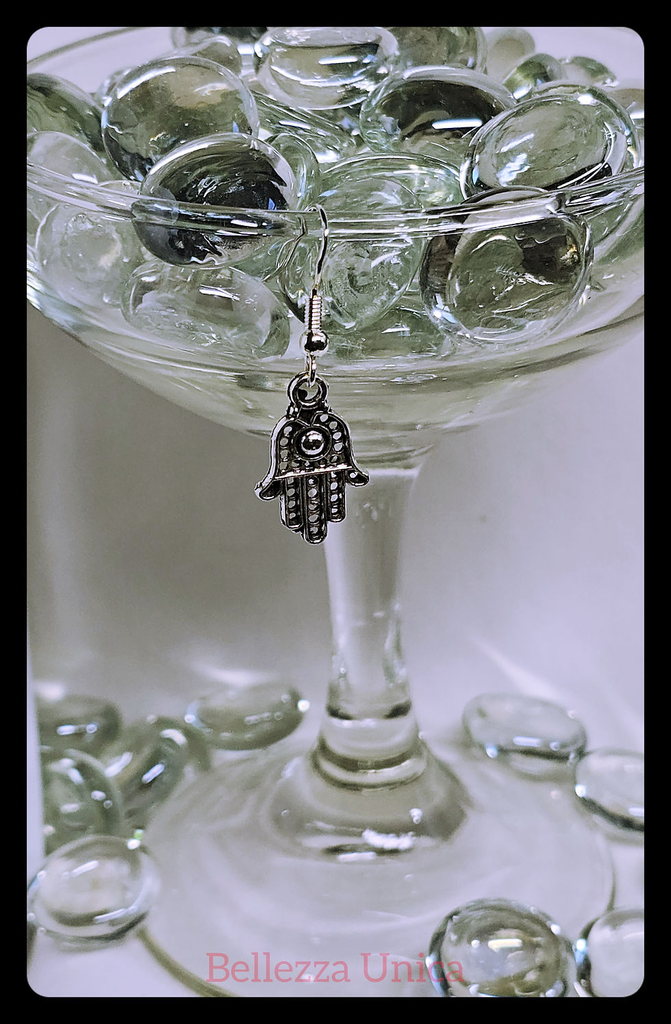 Thumbnail: Dangle Earrings with Charm - Hamsa (Down)