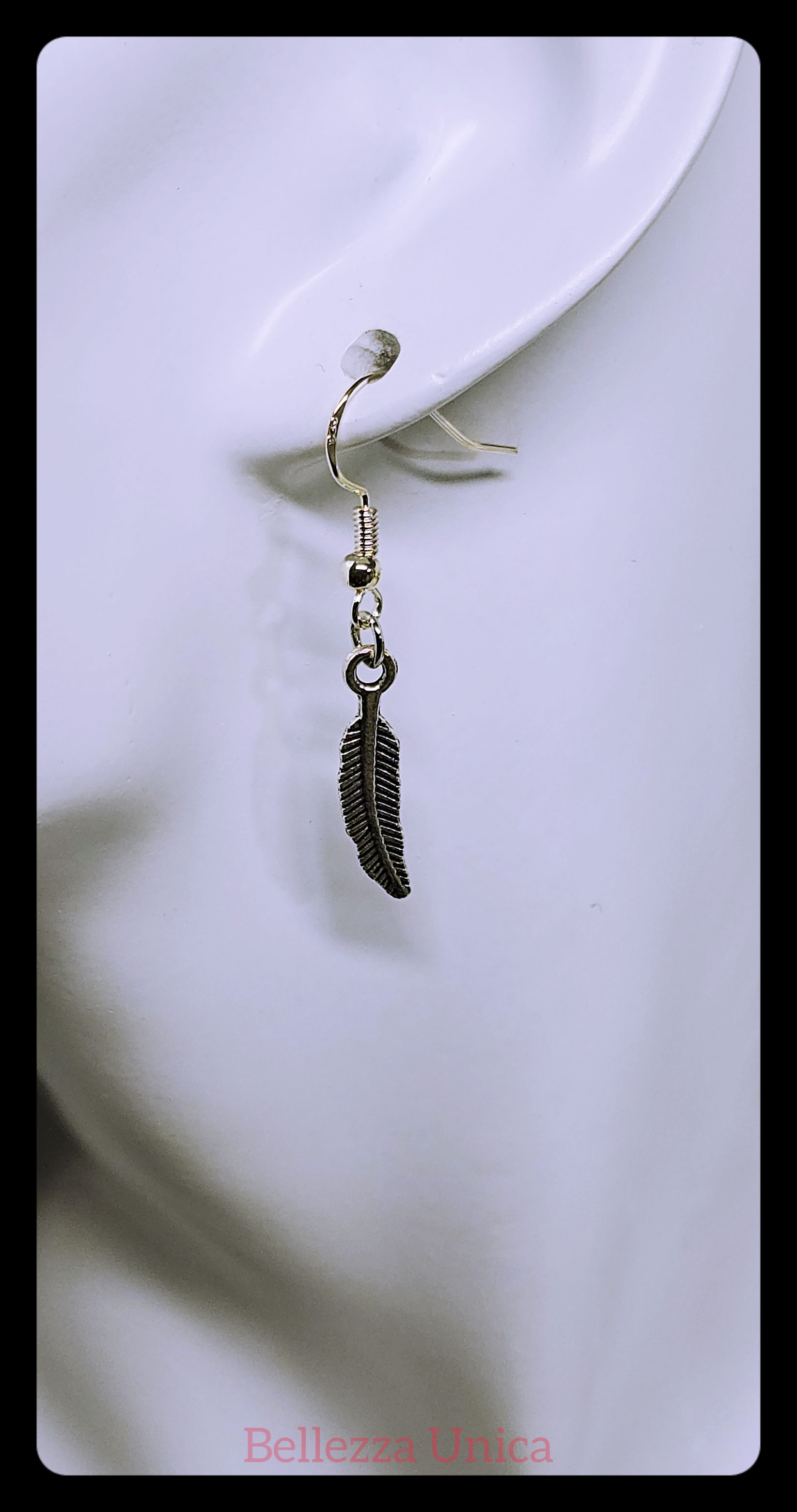 Dangle Earrings with Charm - Feather