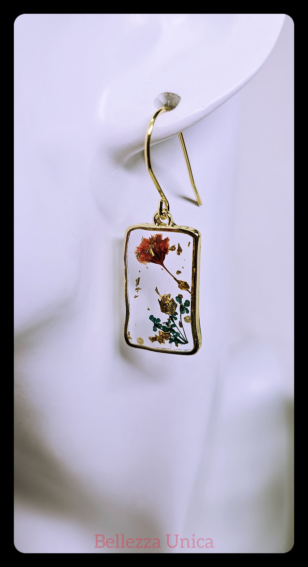 Thumbnail: Dangle Earrings - Pressed Dried Flower