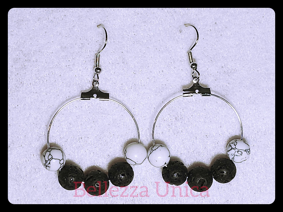 Thumbnail: Hoop Earrings with Natural Stone (Lava Stone, Howlite)