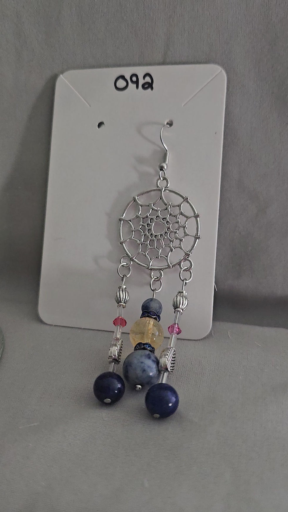 Thumbnail: Chandelier Earrings with Natural Stone (Citrine, Lapis)