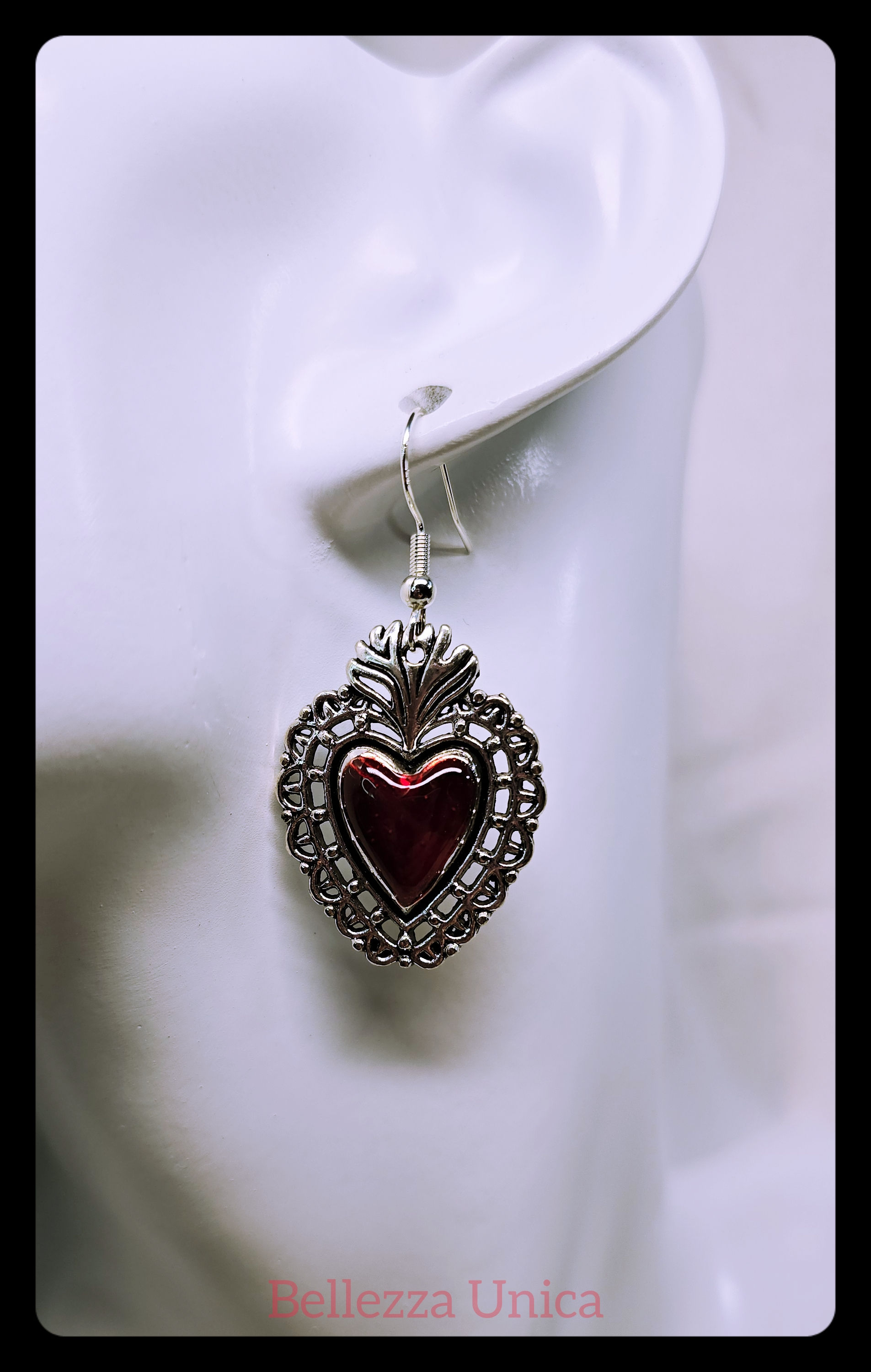 Dangle Earrings - Red Heart
