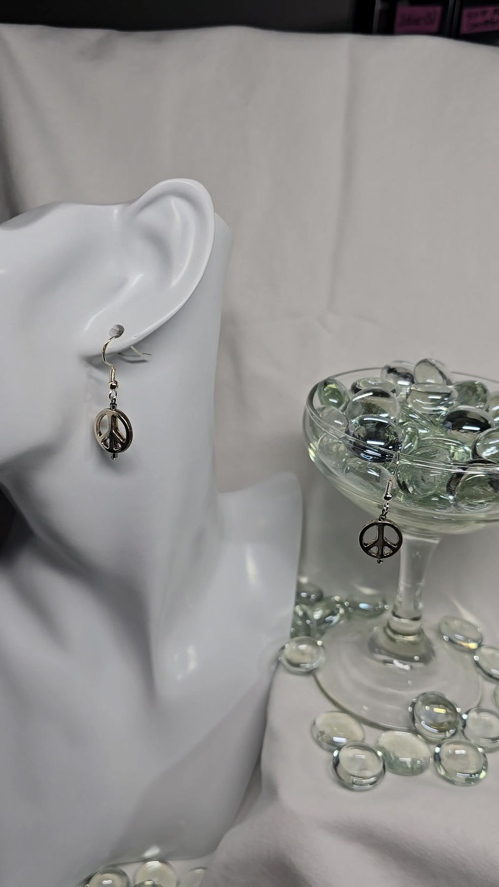 Thumbnail: Dangle Earrings with Charm - Peace