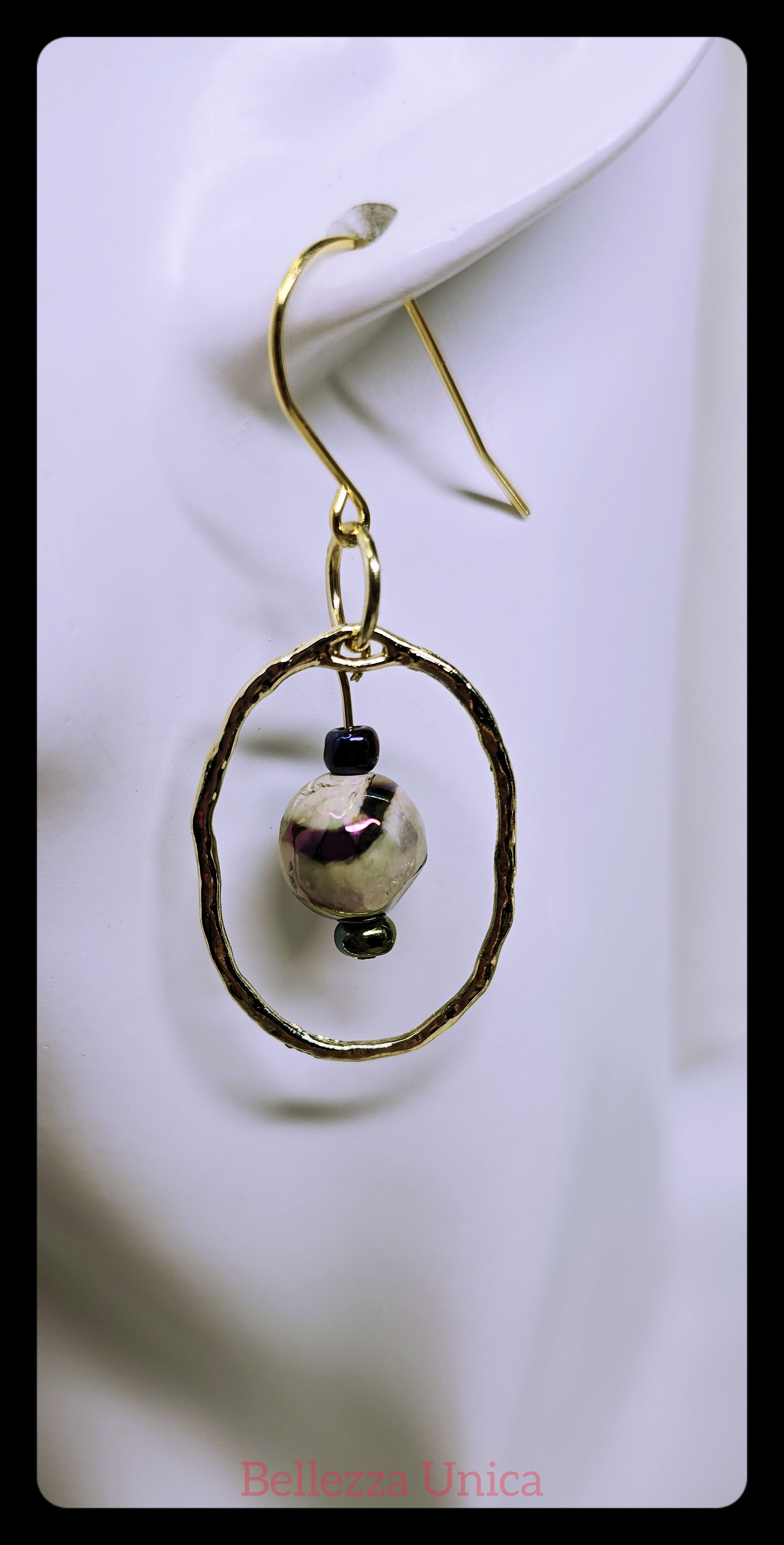 Hoop Earrings with Natural Stone (Dyed Agate)