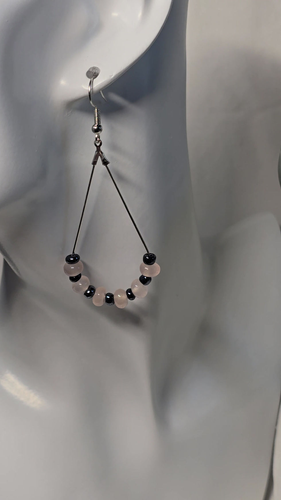 Thumbnail: Tear Drop Earrings with Natural Stones (Pink Quartz)