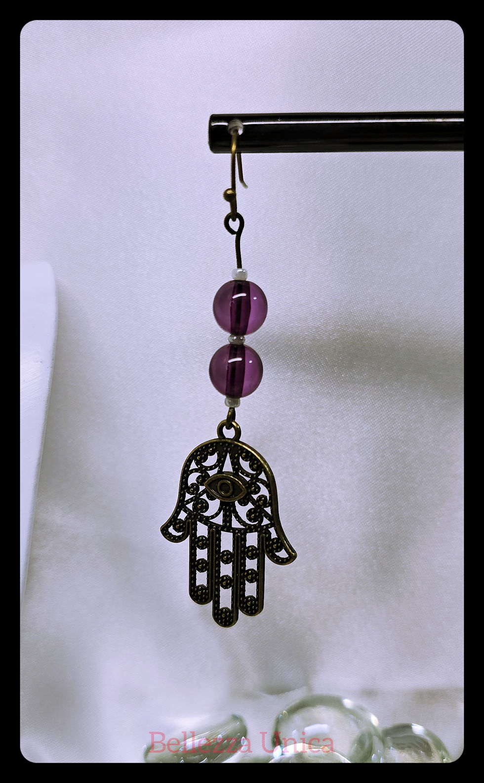Thumbnail: Dangle Earrings - Hamsa (Down)