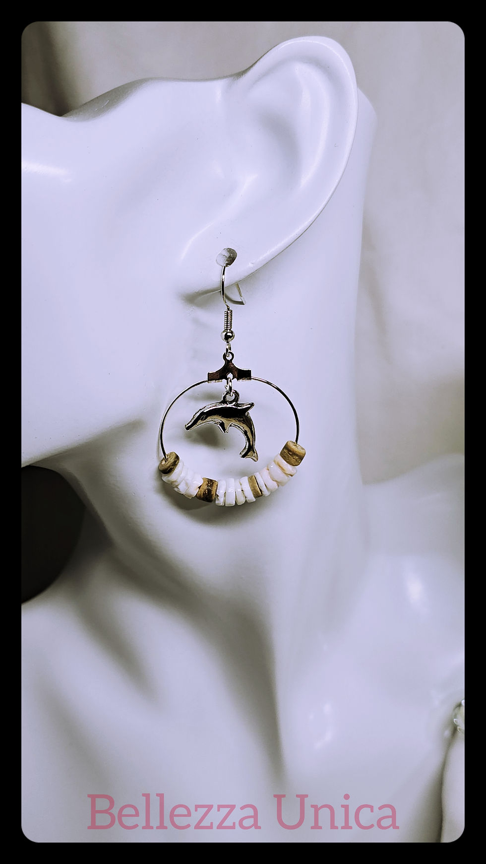 dolphin hoop earrings with shell