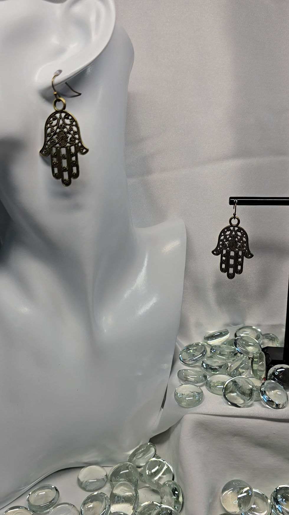 Thumbnail: Dangle Earrings - Hamsa (Down)
