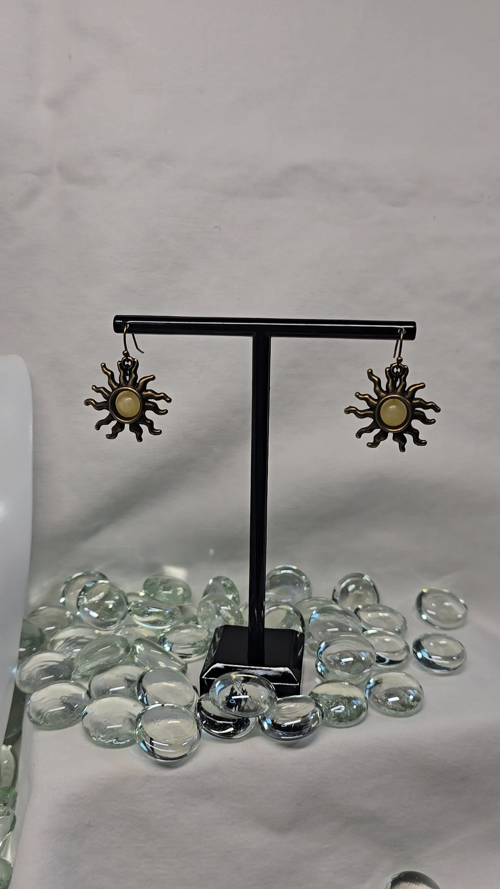 Thumbnail: Dangle Earrings with Natural Stone - Sunshine (Yellow Jade)