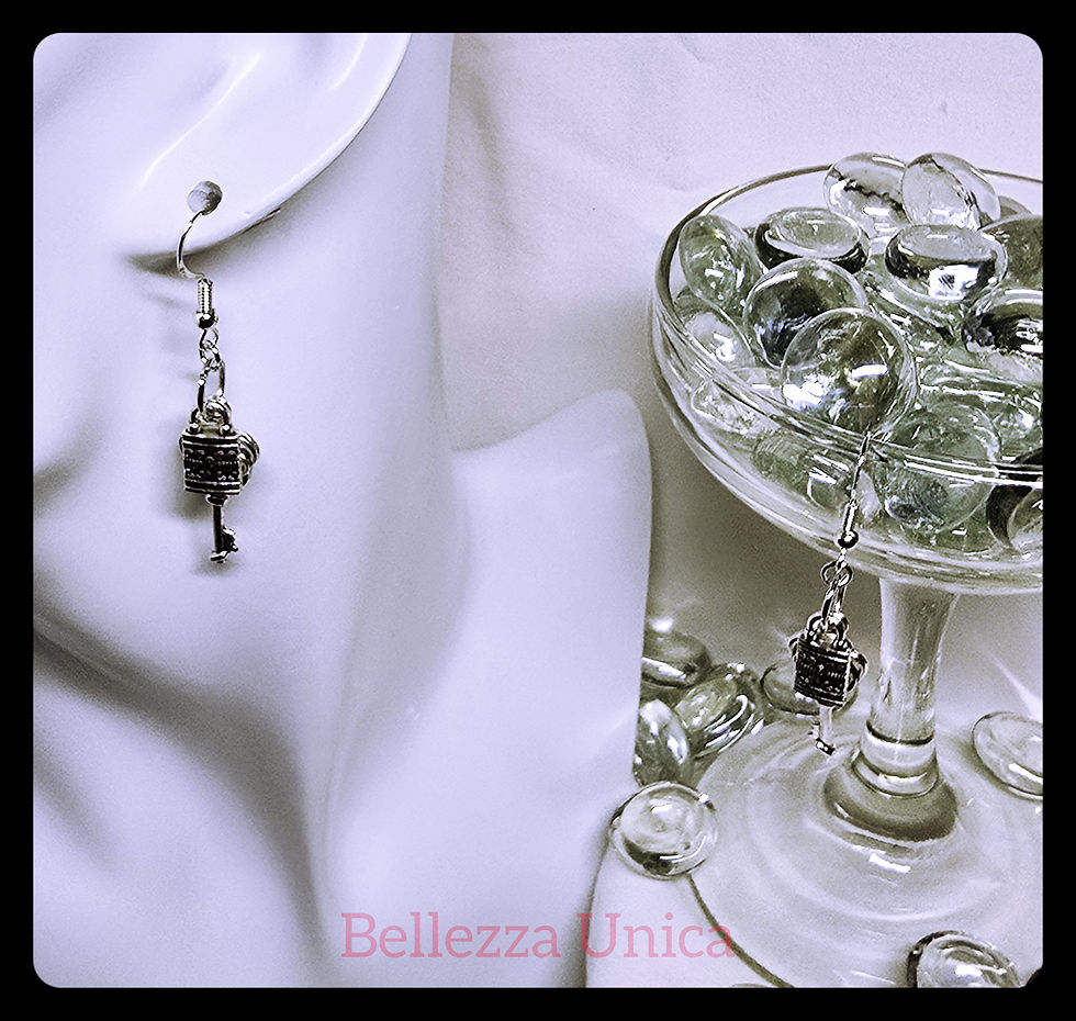 Thumbnail: Dangle Earrings with Charm - Lock & Key