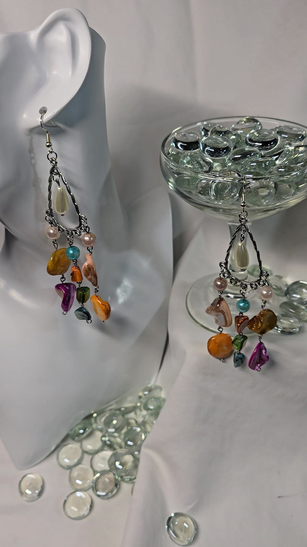 Thumbnail: Chandelier Earrings with Natural Stone (Abalone)