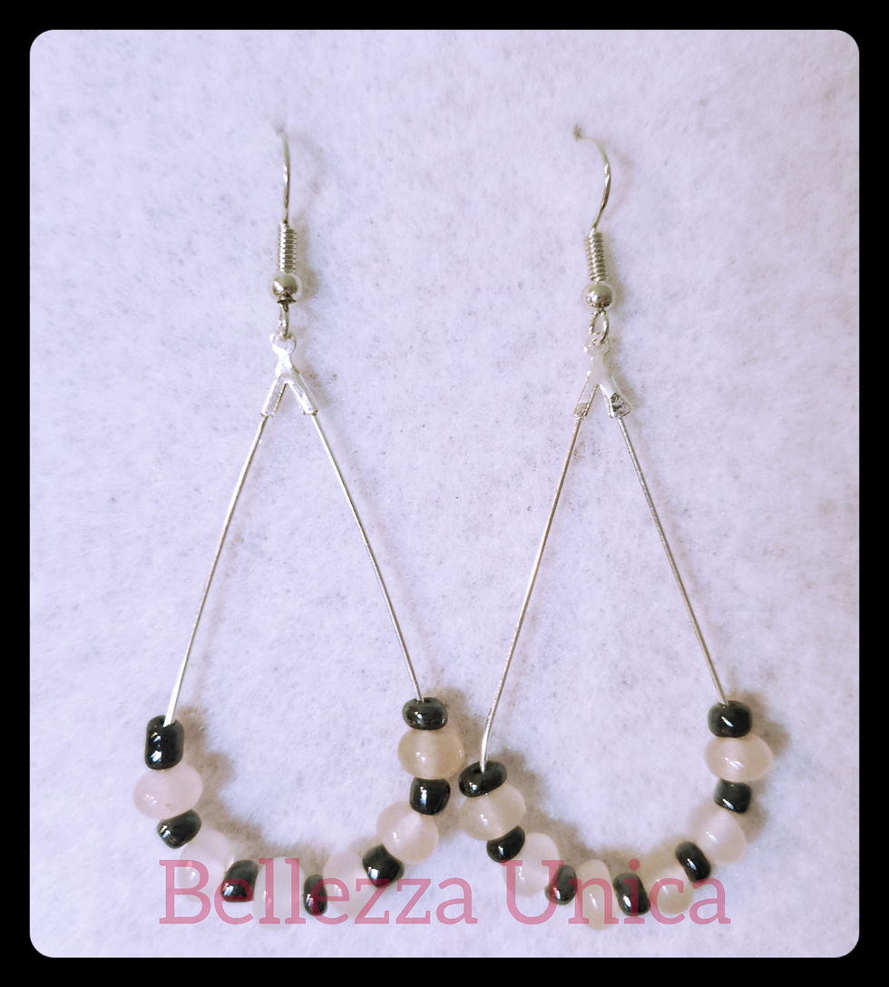 Thumbnail: Tear Drop Earrings with Natural Stones (Pink Quartz)