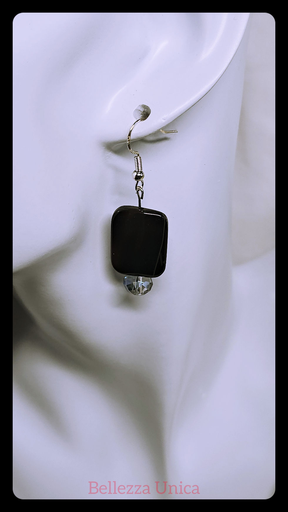 Thumbnail: Dangle Earrings with Natural Stone (Obsidian)