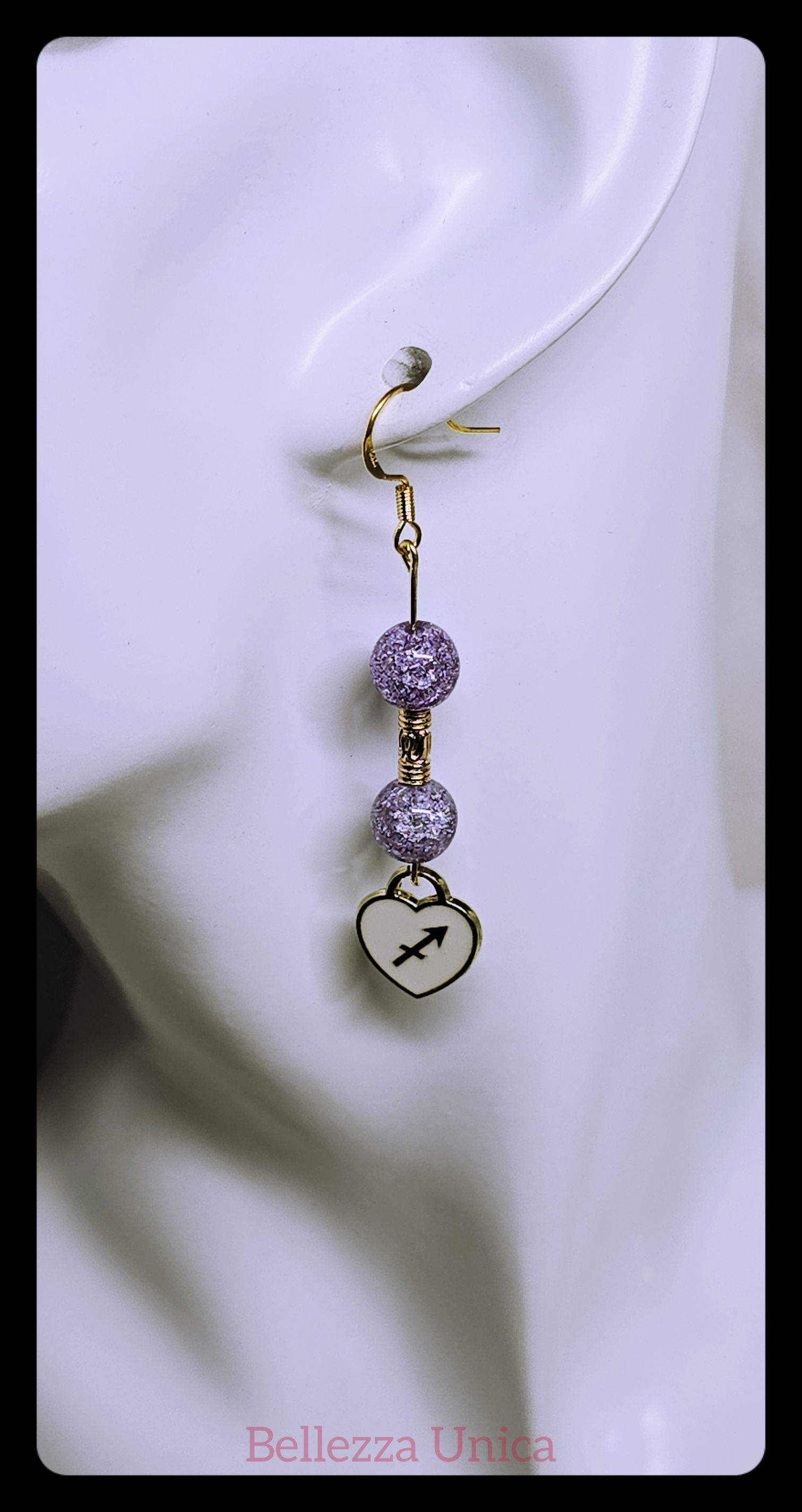 Dangle Earrings: Zodiac (Sagittarius) with Power Color & Natural Stone