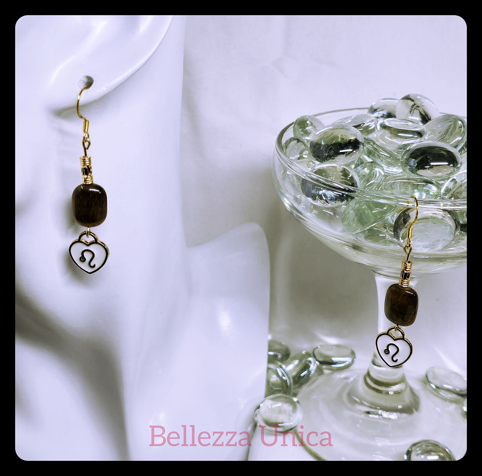 Thumbnail: Dangle Earrings: Zodiac (Leo) with Power Color & Natural Stone
