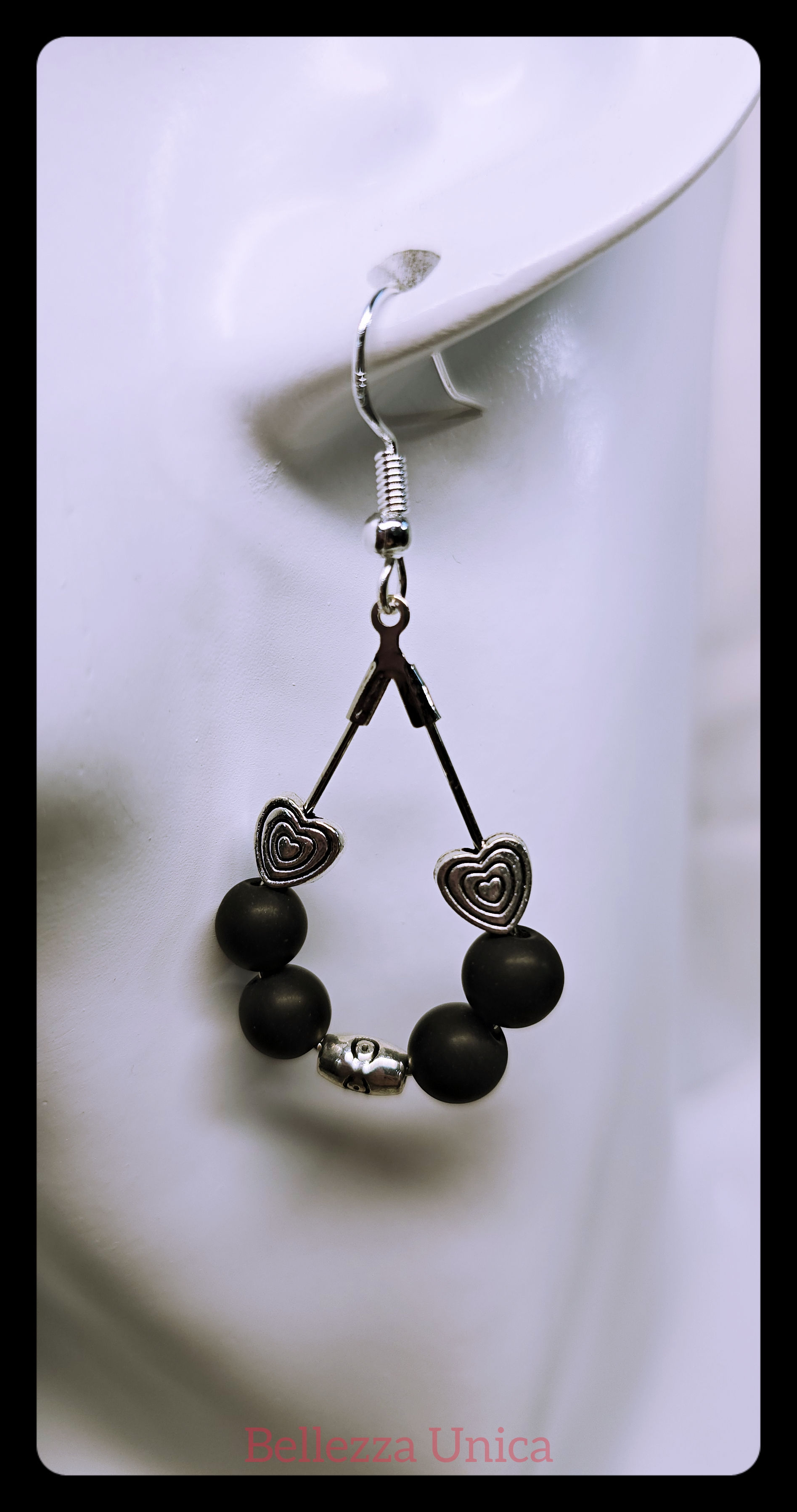 Tear Drop Earrings with Natural Stone (Matte Black Onyx)