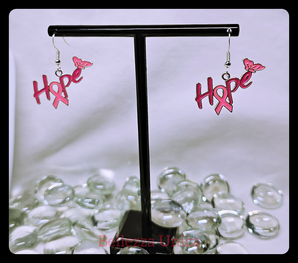 Thumbnail: Dangle Earrings - Breast Cancer Awareness - Hope