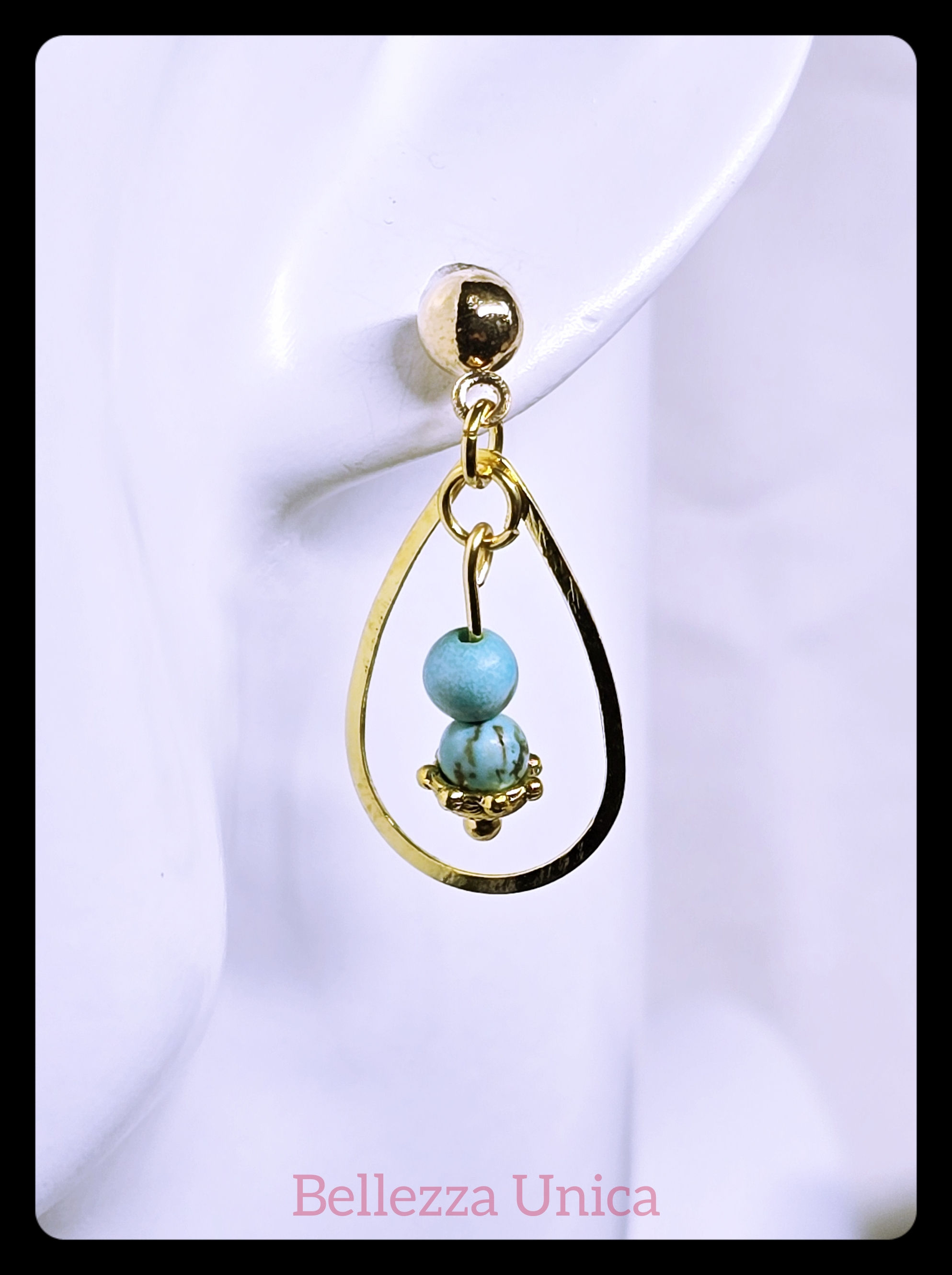 Stud Earrings with Natural Stone (Turquoise)