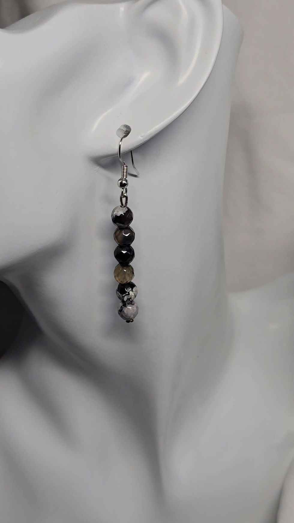 Thumbnail: Dangle Earrings with Natural Stone (Orca Agate)