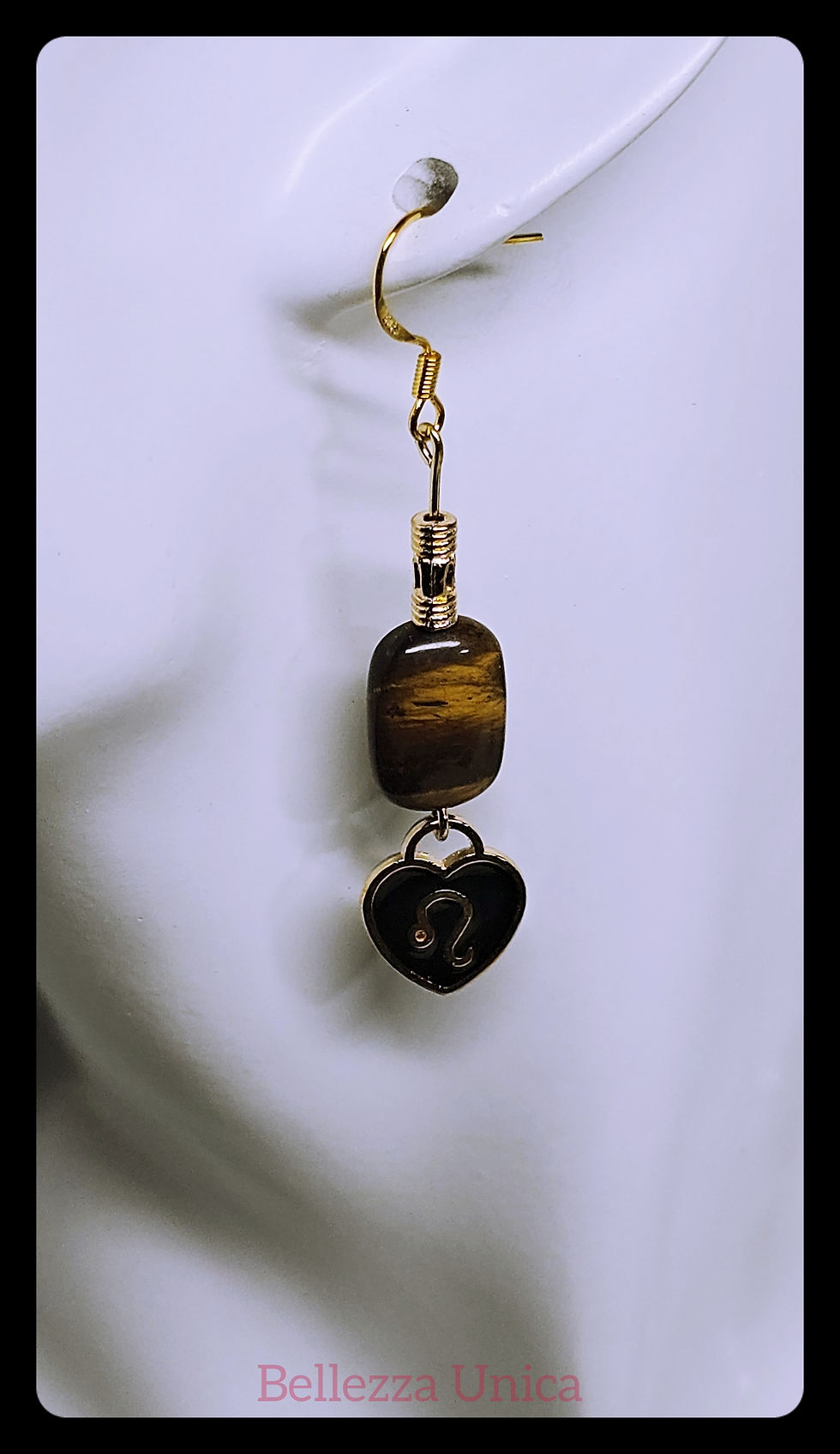 Thumbnail: Dangle Earrings: Zodiac (Leo) with Power Color & Natural Stone