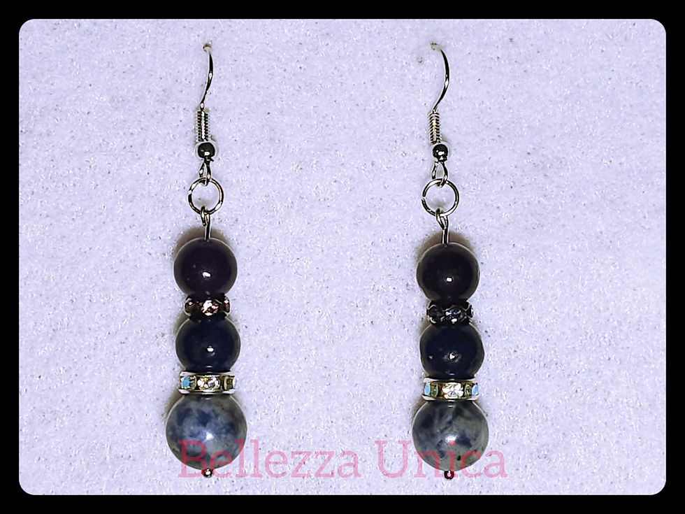 Thumbnail: Dangle Earrings with Natural Stone (Lapis, Amethyst)