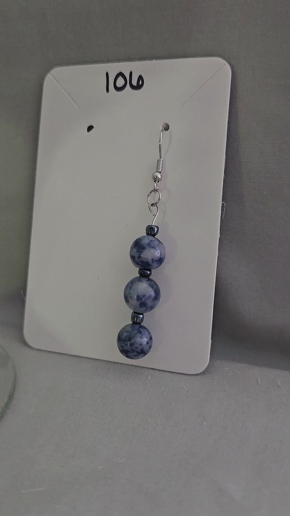 Thumbnail: Dangle Earrings with Natural Stone (Lapis, Hematite)