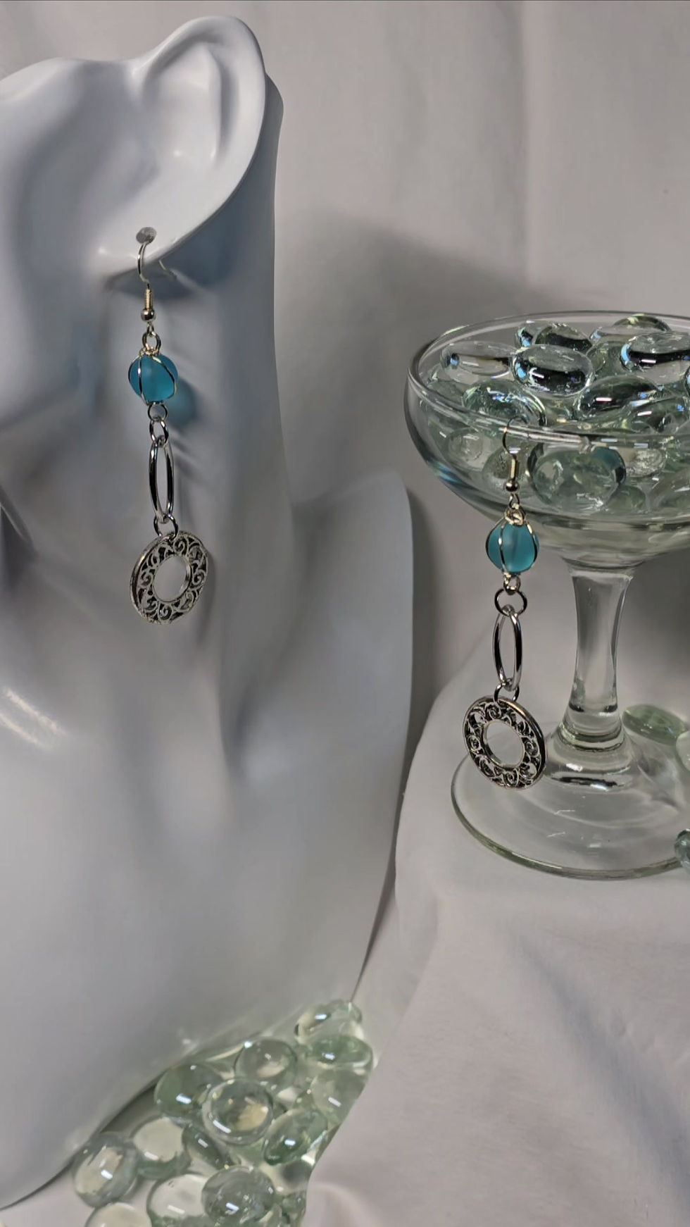 Thumbnail: Dangle Earrings - Soft Blue
