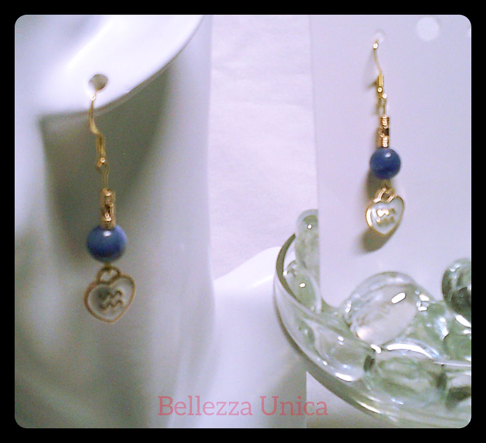 Thumbnail: Dangle Earrings: Zodiac (Aquarius) with Power Color & Natural Stone