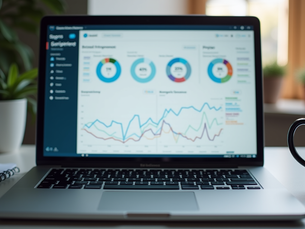 Eye-level view of a laptop screen showing website analytics dashboard