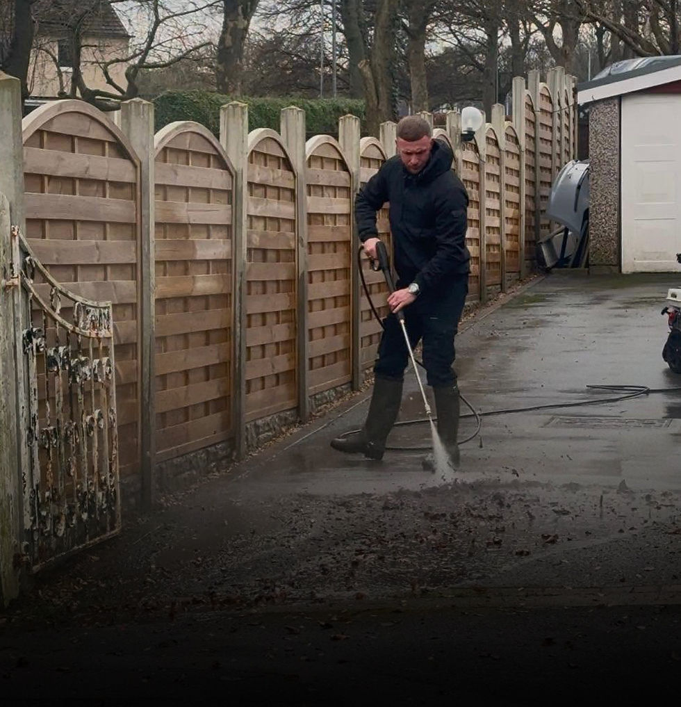Professional driveway pressure washing by River's Exterior Cleaning Services