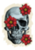 Diseño de calavera con flores