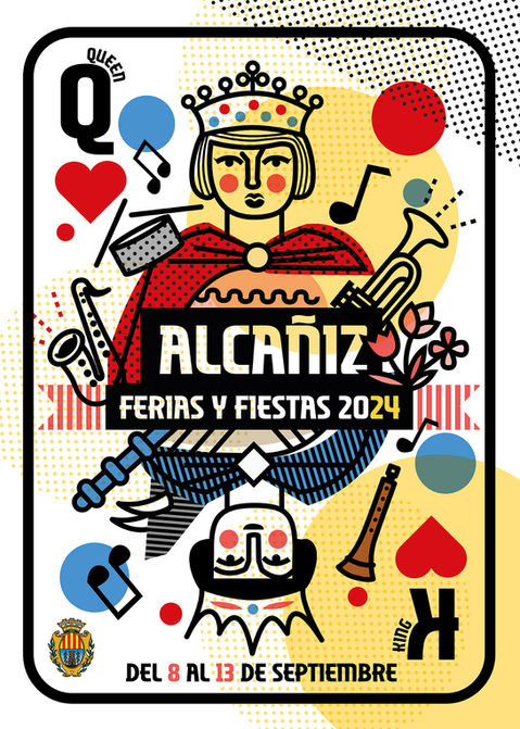 "Reyes y reinas". Cartel ganador del concurso de ferias y fiestas de Alcañiz 2024.