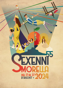 "Sexenni, explosión de color". Cartel Ganador del concurso del 55 Sexenni de Morella 2024