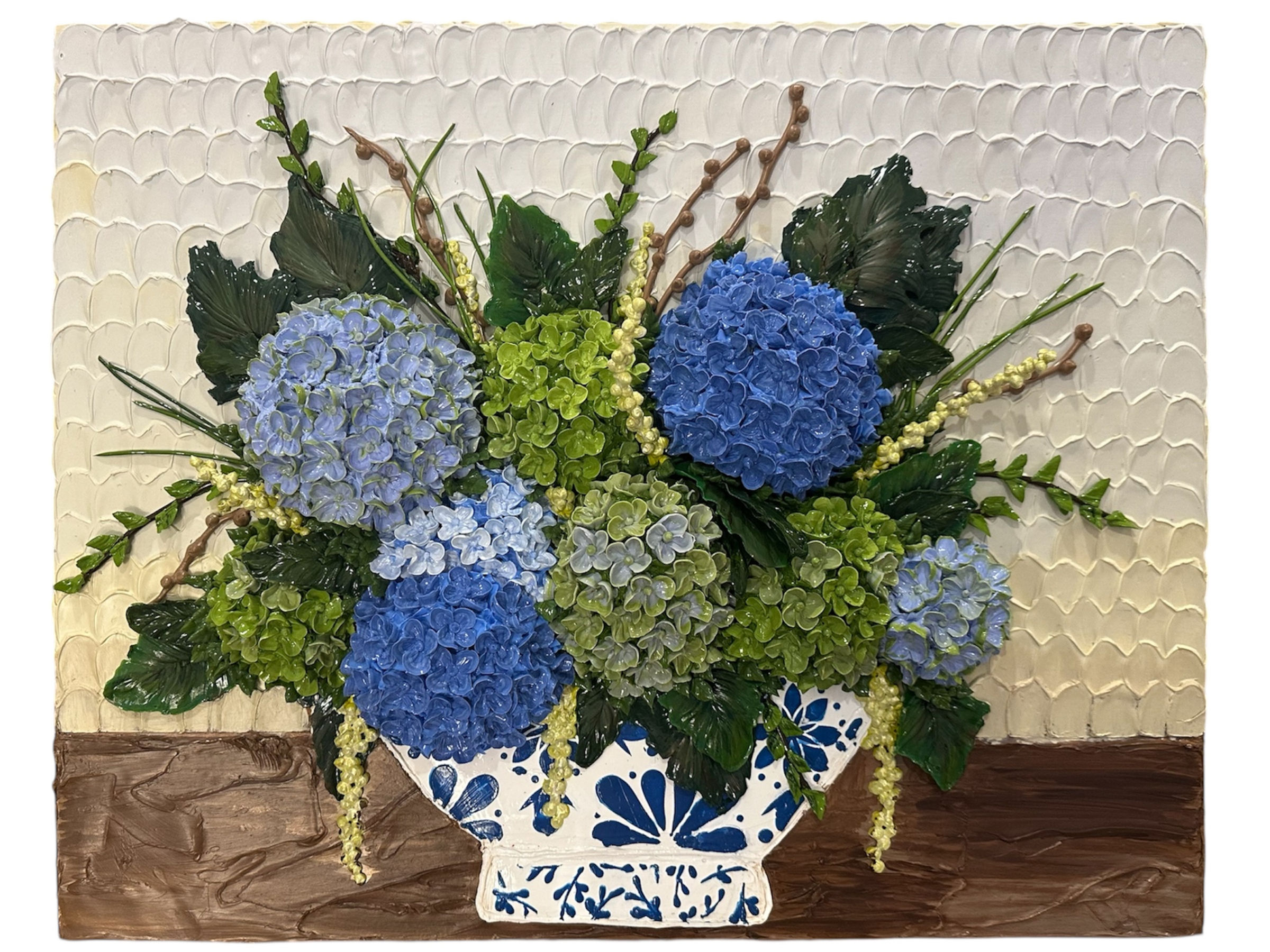 Blue Hydrangeas in Chinoiserie