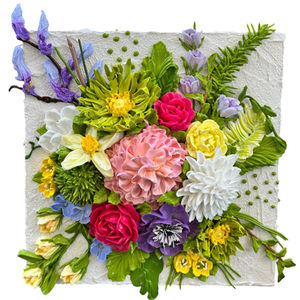 3D Heavy Acrylic Floral painting in bright colors 