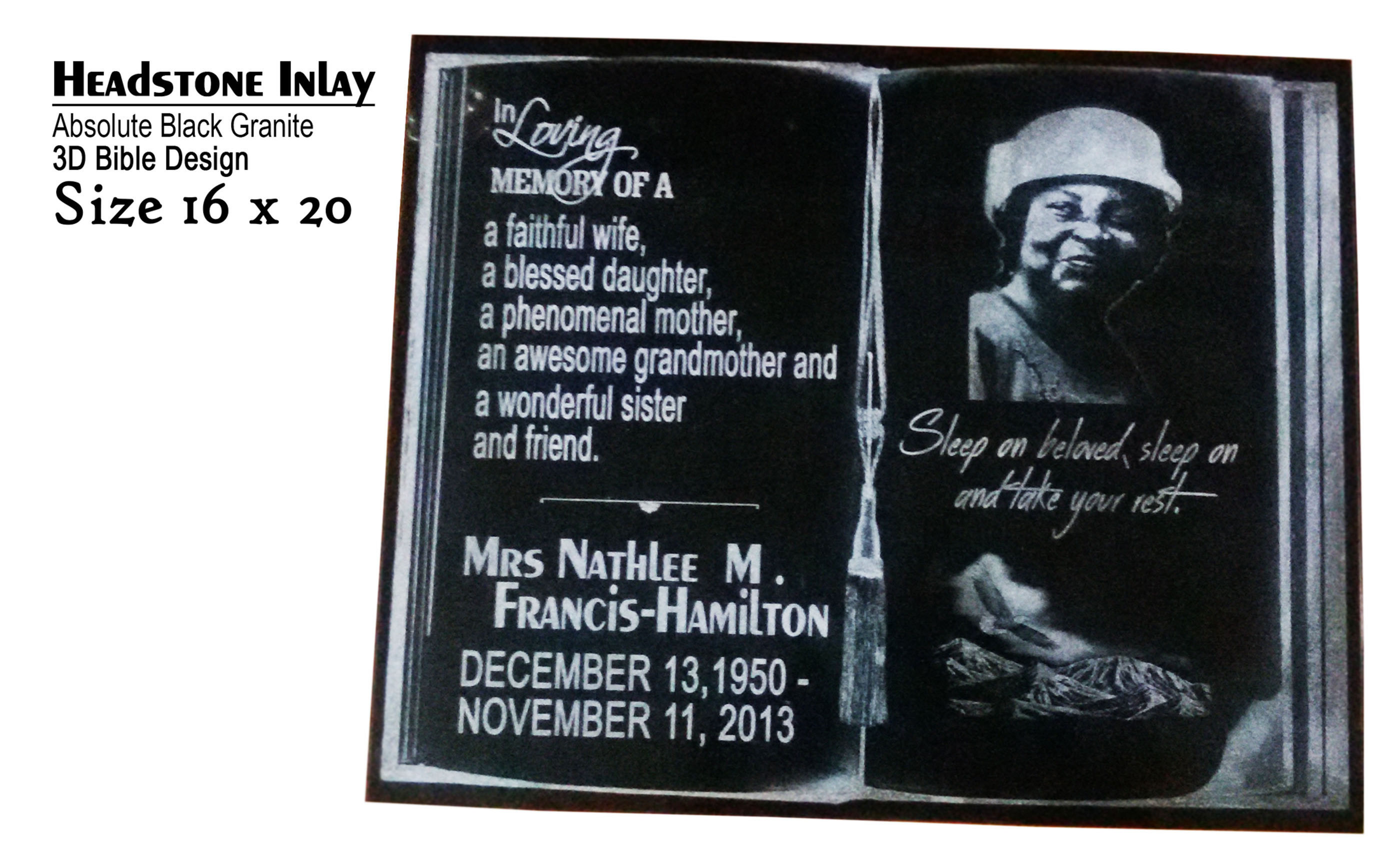 16"x20" Headstone Inlay