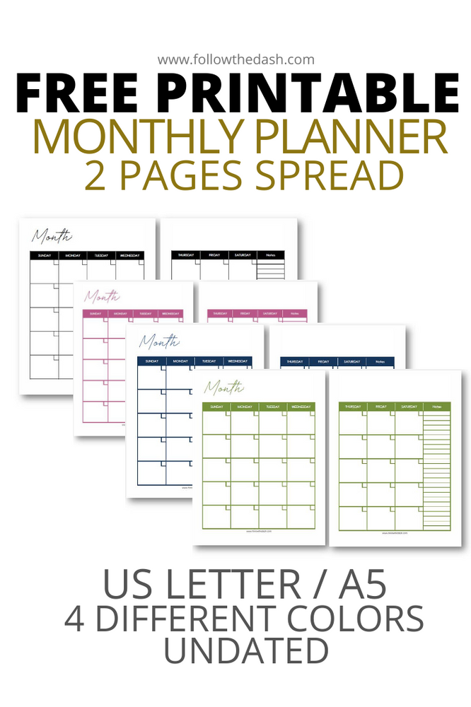 Free 2-Page Spread Monthly Planner Printable