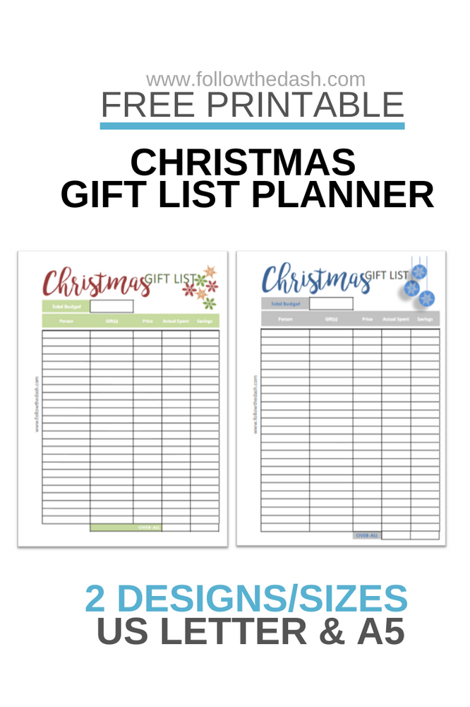 Christmas Gift List Planner - Free Printable