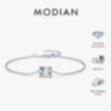 MODIAN 925 Sterling Sliver Classic Elegant Emerald Cut Moissanite Link Chain Bra
