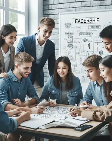 DALL·E 2024-05-11 23.46.09 - Realistic image for a leadership course, showing a diverse gr
