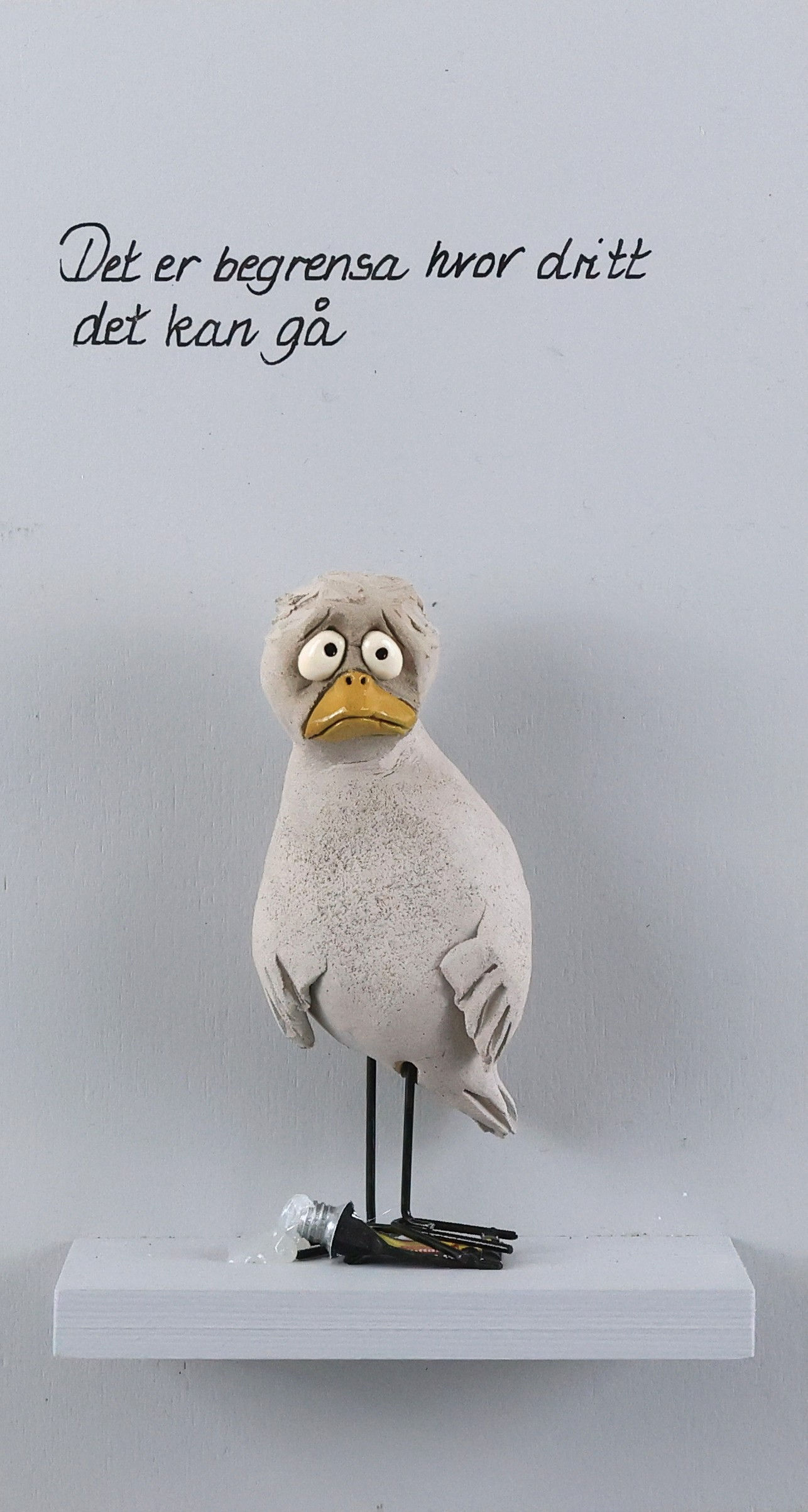 Keramikkfugl m/morsomme tekster.