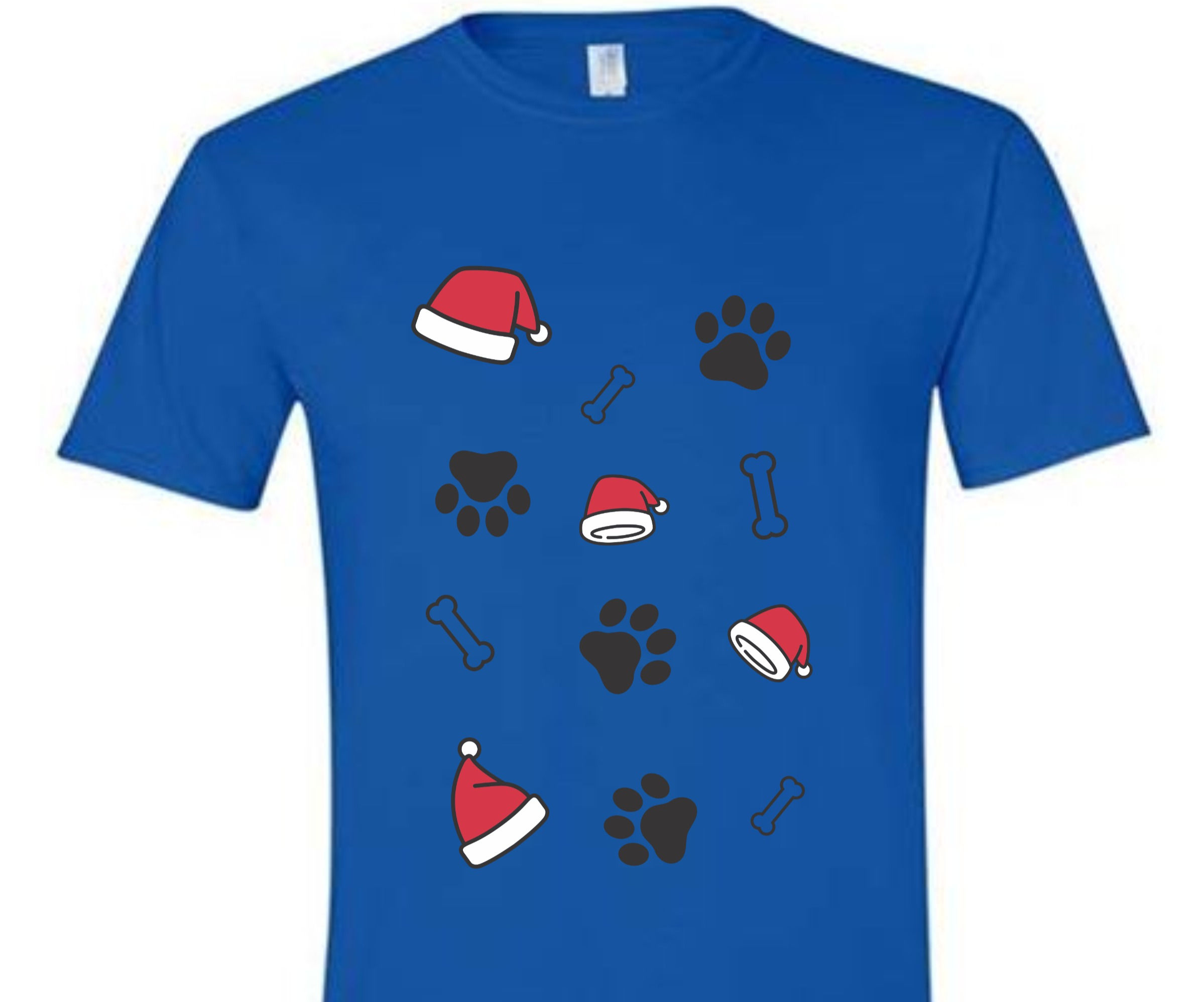 Santa Hat, Bone, Paw, T-Shirt
