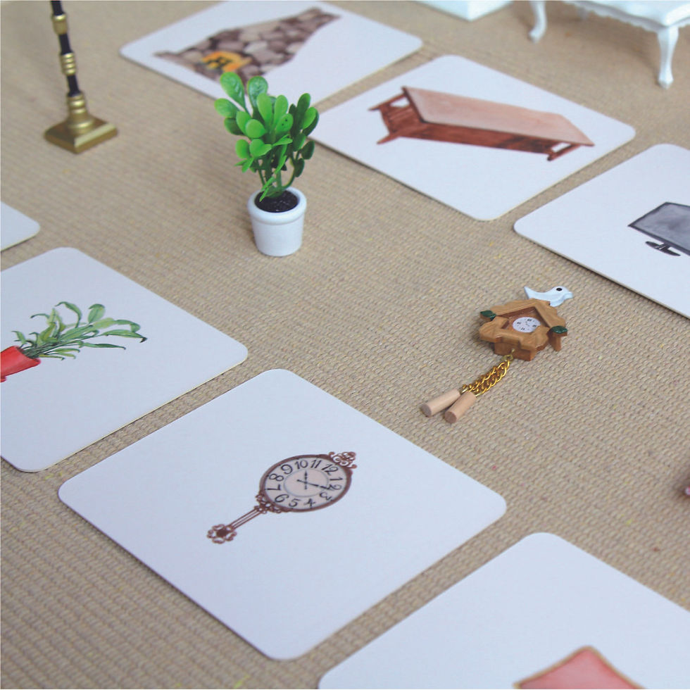 Thumbnail: Montessori language material, objects with similar cards, objects with matching  cards, language replicas, mini objects